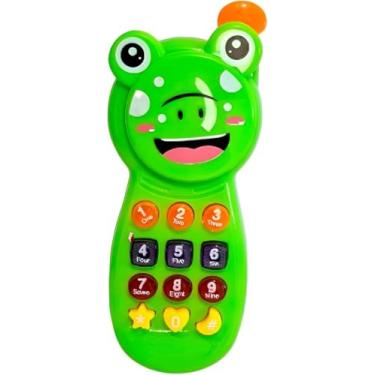 Imagem de Celular Infantil Musical Sapinho, Brinquedo Educativo com Luzes e Sons Diversão Verde