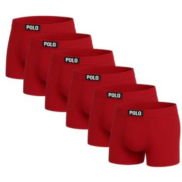 Imagem de Kit 6 Cuecas Boxer Polo Star Viscose Masculina Toque Gelado, Vermelho,