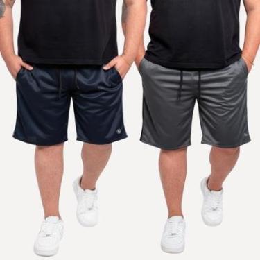 Imagem de Kit 2 Bermuda Helanca Esporte Faixa Lateral Academia Casual-Masculino