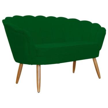 Imagem de Namoradeira Decorativa Pétala Suede Verde Pés Madeira Ms Decor - Mansã
