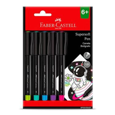 Imagem de Caneta hidr Supersoft Pen 1.0mm 5 unid Faber-Castell