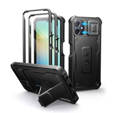 Imagem de Dexnor Capa para celular Samsung Galaxy A06, [2 molduras frontais] [capa de câmera deslizante magnética integrada e suporte] Capa resistente à prova de choque para Samsung A06 com protetor de tela