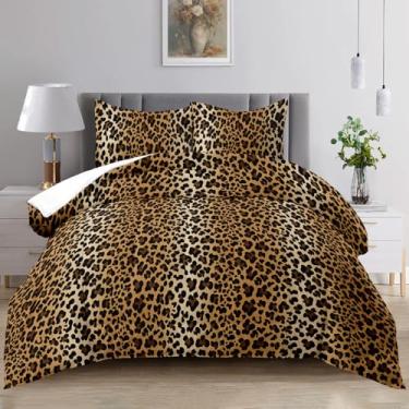 Imagem de Raphus cucullatus Conjunto de edredom Queen com estampa de leopardo marrom, estampa de guepardo, Queen, edredom de leopardo, cama de guepardo, decoração de quarto de animal