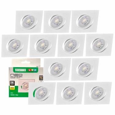 Imagem de Kit 12 Spot Led Neo Mr16 Embutir Quadrado 5w Taschibra 3000k