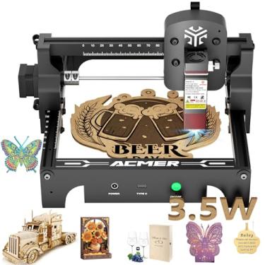 Imagem de Máquina de gravação a laser, cortador e gravação a laser de alta precisão de 3500 mW, área de trabalho de 130 x 130 mm para madeira e metal, gravador a laser DIY