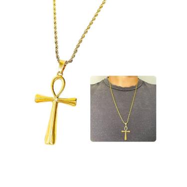 Imagem de Cordão Corrente Masculino 70Cm Longo Elo Baiano 2Mm Pingente