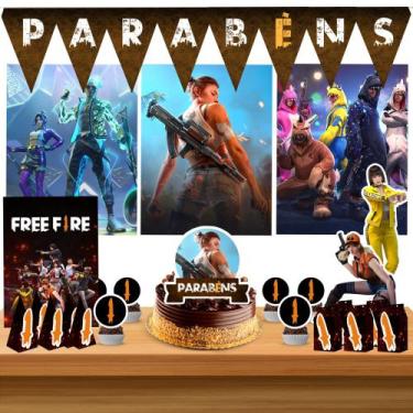 Imagem de Kit só um bolinho decoração Free Fire Aniversário festa em casa banner