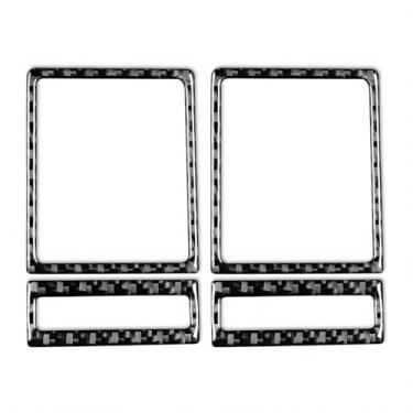 Imagem de Edinstry 4 peças de acabamento de saída de ar de fibra de carbono preta para Dodge RAM 1500 2009-2012, console central, moldura de saída de ventilação CA, adesivo para decoração de painel interno