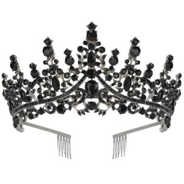 Imagem de Crown Tiara CURASA Black Crown Crystal para mulheres de Halloween