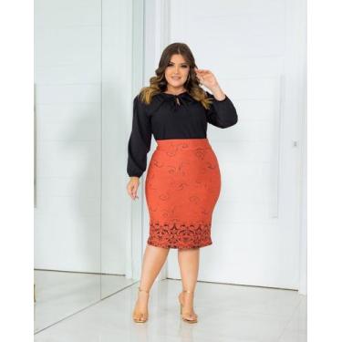 Imagem de Saia Midi Lapis Executiva Tubinho Trabalho Secretaria Basica Moda Cris