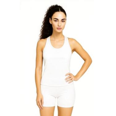 Imagem de Regata Nadador Feminina Dryfit Fitness Academia - Ast Store, G, Branco