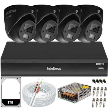 Imagem de Kit Intelbras 4 câmeras 3220D mini black áudio Full Hd Dvr 08 Canais H