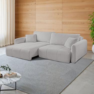 Imagem de Sofá Retrátil e Reclinável 246cm com Almofadas Decorativas Eros Espresso Móveis Cinza