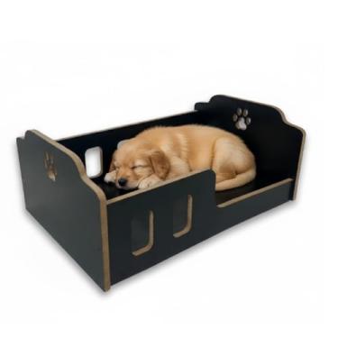 Imagem de Cama para Cachorro em MDF Resistente com 15mm Moderna e de Alta Durabilidade Berço Seguro para Pets Cães e Gatos (Preto)