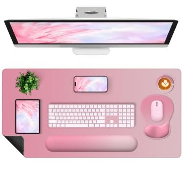 Imagem de Mouse pad grande 4 em 1 para jogos, almofada de descanso de pulso para teclado e suporte de pulso, tapete de mesa estendido à prova d'água para decoração de escritório em casa, jogo de estudo, 90 × 40