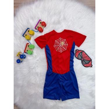 Imagem de Fantasia Infantil Homem Aranha com Máscara para Festa - Tamanho P, M e