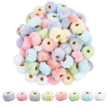 Imagem de PH PandaHall 80 peças, 8 cores, pompom, contas, 20 mm, Rondelle, felpudo, colorido, artesanato, miçanga, para fazer joias, canetas, chaveiro, artesanato, Natal, decoração de casa, furo: 4 mm