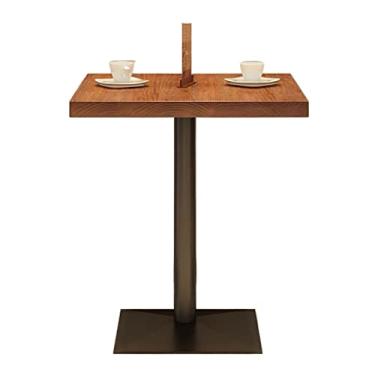 Imagem de Mesa de café quadrada de madeira para 2 pessoas, mesa moderna com pernas de metal para cozinha, sala de jantar, sala de estar, mesa de chá pequena para restaurante, café, mesa lateral pequena para