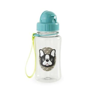 Imagem de Garrafa Escolar 350ml Pug Com Canudo Azul - Bagaggio, U