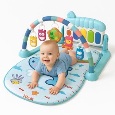 Imagem de Tapete de Atividades Infantil com Piano Musical Interativo Azul – Diversão, Desenvolvimento e Conforto para o Seu Bebê