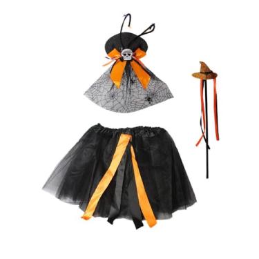Imagem de Fantasia Bruxa Halloween Feminina Adulta Kit Saia Varinha e Chapeu