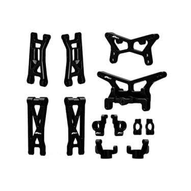 Imagem de NMNRC Alum Shock Tower, Suspension Arm, Front Steering Knuckles, Caster Blocks C Hubs and Rear Hubs Compatible with Losi 1/24 Micro-B 1/28 Micro-T Upgrades Part Black