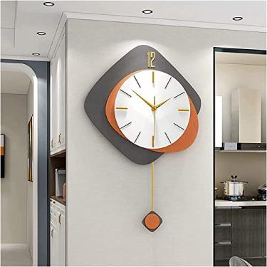 Imagem de Relógio de parede moderno relógio de parede moderno com pêndulo, relógio de parede decorativo silencioso sem tique-taque para sala de estar, sala de estar, escritório, cozinha, hotel, relógio de
