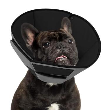 Imagem de Preferhouse Coleira de cone para cães pequenos, cone macio ajustável para cães pequenos pararem de lamber, cone de recuperação de animais de estimação para cães machos fêmeas, cinza P