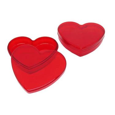 Imagem de Caixinha Coração Vermelha Translúcida para Lembrancinhas  Pacote com 1