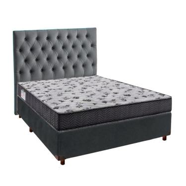 Imagem de Cama + Box Cinza E Colchão Ortobom D33 Casal - Iso100 + Cabeceira