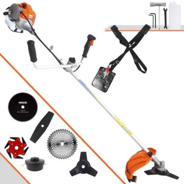 Imagem de Máquina de Corta Grama Vulcan VR430P À Gasolina 2T 43cc 1,7HP 10.000rpm Completa Com Guidão Anti-Vibração Carretel de Nylon + 5 Lâminas de Corte