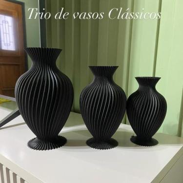Imagem de Trio de Vasos Decorativos Clássicos Decoração Sala Quarto Escritório R