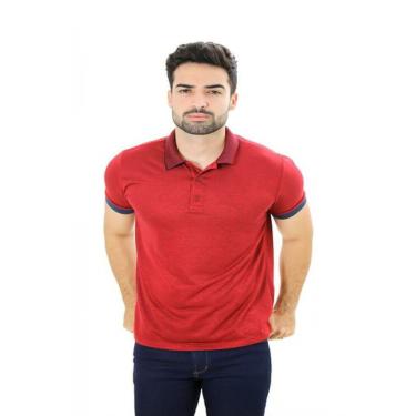 Imagem de Camiseta Masculina Gola Polo Prime De Viscose Vermelho E Marinho