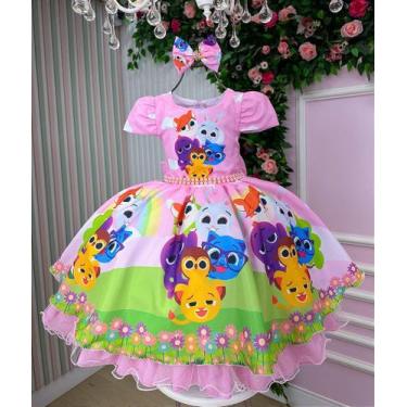 Imagem de Vestido Temático Mimadine Bolofofo Rosa Bebê - Confeccionado em Microf