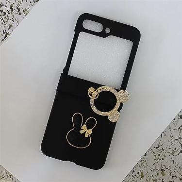 Imagem de Coelho coelho glitter urso anel sólido branco caso para samsung galaxy z flip 3 4 5g z flip5 flip4 zflip5 capa traseira, i, para z flip 3