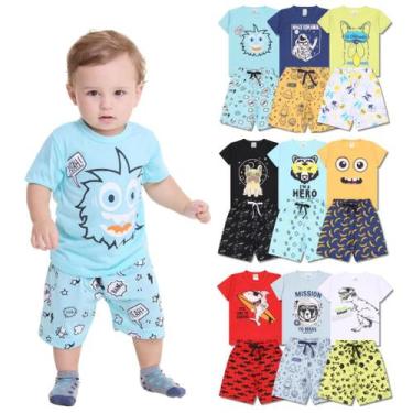 Imagem de Kit Sortido 8 Peças Pijama Curto Bebê Menino 4 Camisas 4 Bermudas Kit 