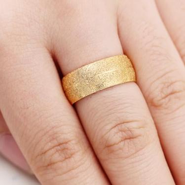 Imagem de Anel clássico de aço inoxidável fosco de 8 mm para homens, anéis esportivos de basquete masculino delicados, joias esportivas duráveis e confortáveis, Aço inoxidável, Sem pedra preciosa