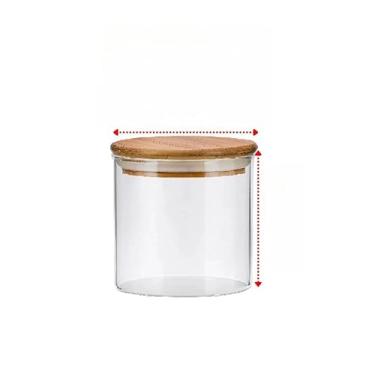 Imagem de Pote De Vidro Hermético Com Tampa De Bambu Redondo Organizador Multiuso De Cozinha(610mL (10x10Cm))