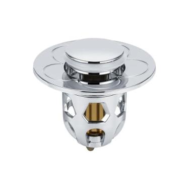 Imagem de Tampão de pia de banheiro, filtro de drenagem, lavatório, coletor de cabelo para pia de chuveiro (prata)