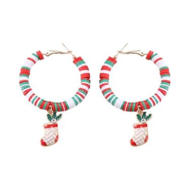 Imagem de Brincos de Natal para mulheres, meias de floco de neve, chapéu, brincos pendurados, roupas de Natal, acessórios de bijuteria, 2inch, Liga de aço, Sem pedra preciosa