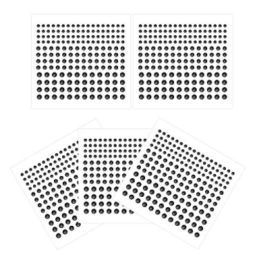 Imagem de 5 folhas de adesivos de strass, joias faciais, 4 tamanhos, autoadesivos, faça você mesmo, joia brilhante, cristal, artesanato para unhas, cabelo, rosto, olhos, corpo (preto)