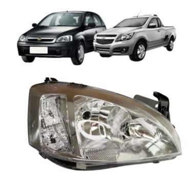 Imagem de Farol Corsa e Montana 2008 á 2012 Foco Duplo Lisa Cromada Lado Esquerdo