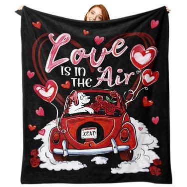 Imagem de Zzkol Cobertor de flanela de caminhão de dia dos namorados, Love is in the Air, presentes de aniversário de casamento, aniversário para mulheres, namorada, esposa, amante, cobertor romântico macio