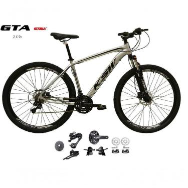 Imagem de Bicicleta Aro 29 Ksw Xlt Kit 2x9 Gta Sunrun Freio Disco K7 11/36 Pedivela 24/38d Garfo Com Trava - Prata Tam.19