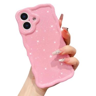Imagem de ekoneda Capa para iPhone 17: Capa protetora de silicone brilhante com moldura ondulada linda cor sólida brilhante fina ajuste fino capa protetora de silicone para mulheres e meninas, rosa