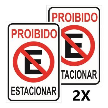 Imagem de Placa Proibido Estacionar Garagem Guincho 20x30 - Kit Com 02 - Branco 