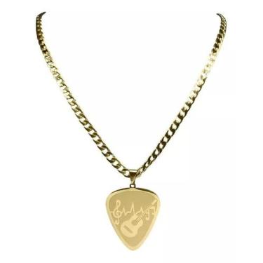 Imagem de Colar Musical Banhado a Ouro ou Prata Palheta Violão Música - Lovely F