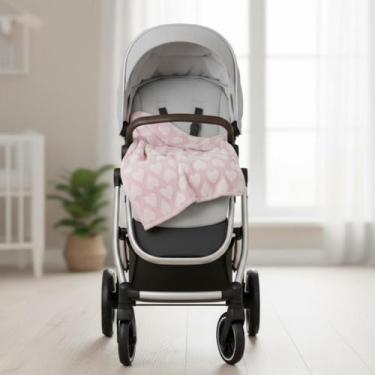 Imagem de Cobertor Manta Para Bebes Coraçoes Loani Poliester Macio - Loaní, Rosa