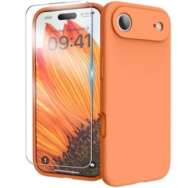 Imagem de INGIDO Capa para iPhone 17 Series, capa de silicone líquido com proteção para câmera, forro de microfibra macio, antiarranhões, capa protetora à prova de choque (laranja, iPhone Air)
