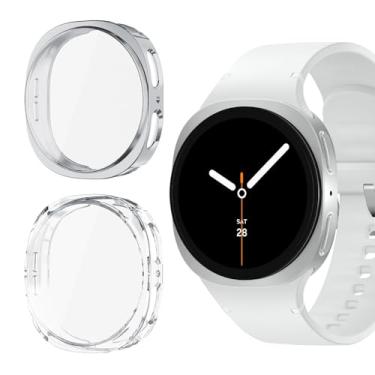 Imagem de HAOZHI 2Peças Película Protetora Compatível com Samsung Galaxy Watch 8 40mm 44mm,Capa Bumper Case de TPU para Samsung Galaxy Watch 8 Protetor de Tela (Prata+Transparente, 40mm)